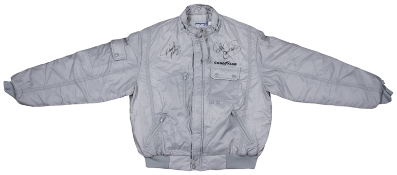 Dale Earnhardt Sr. and Darrell Waltrip Dual Signed Goodyear Silver Race Jacket (JSA)